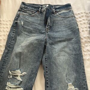 Express Blue Straight Leg Jeans with Vintage Wash